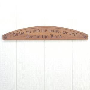 As For Me and My House We Will Serve the Lord Wood Wall Plaque Religious 24x4